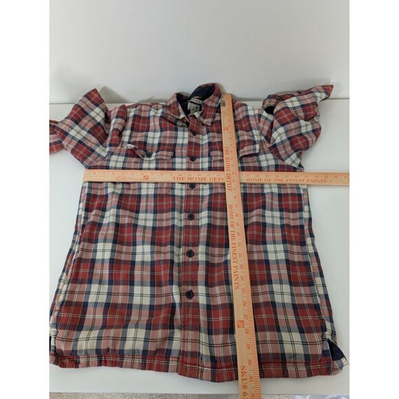 LL Bean Shacket Mens Size Medium Blue Cotton Plaid Fleece Lined Traditional Fit - Picture 11 of 13